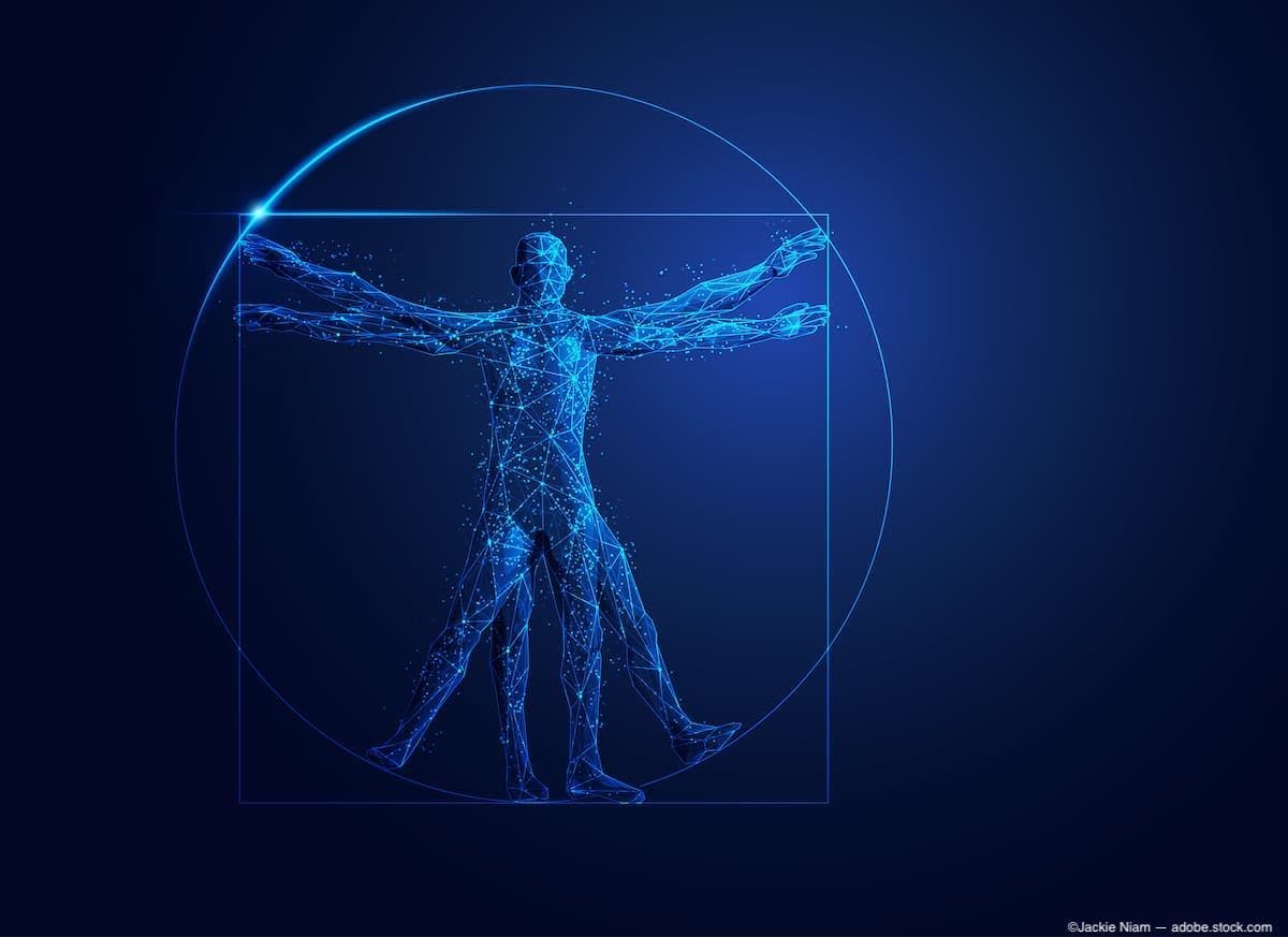 Computer rendering of vitruvian man on blue background (Image credit: AdobeStock/Jackie Niam)